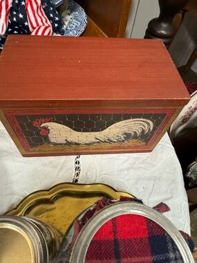Rustic Red Rooster Decorative Recipe Box - Home Kitchen Cookbooks